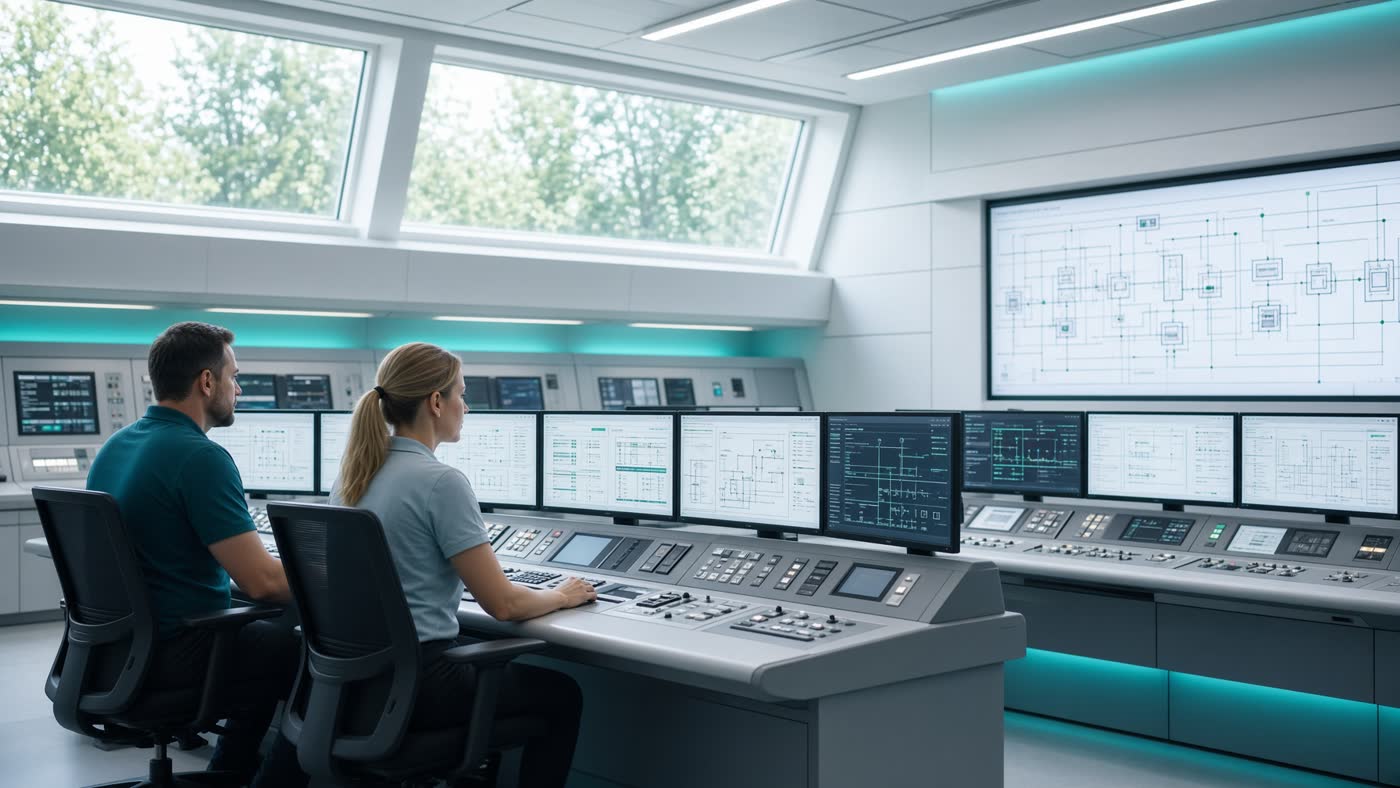 Operators in a modern plant control room