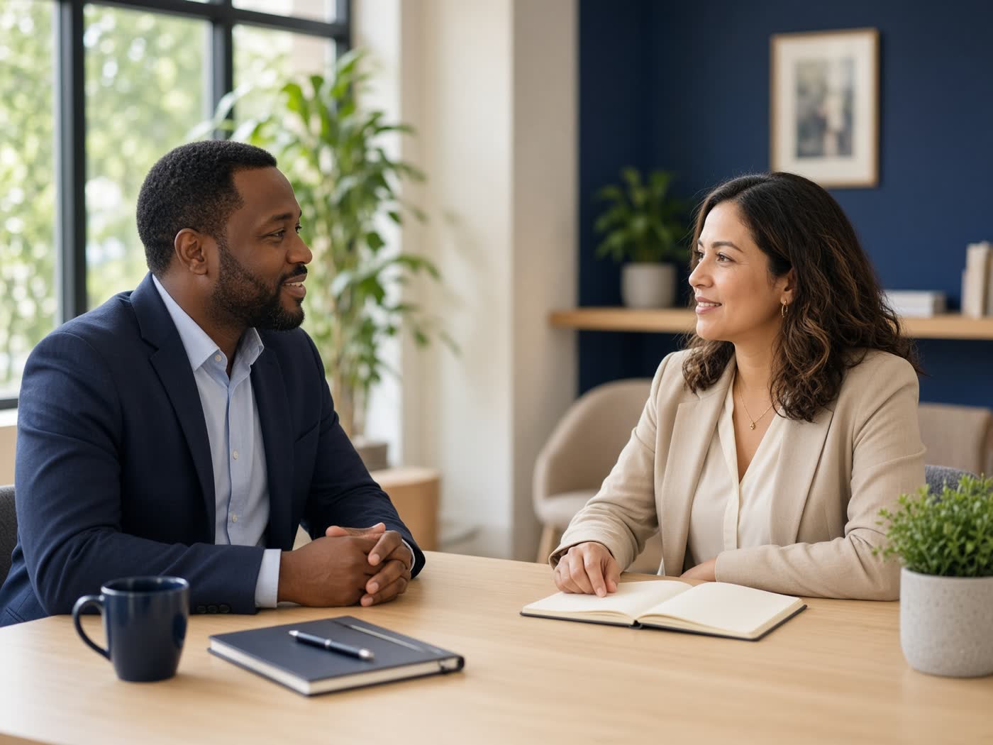 Professional conversation in a modern office